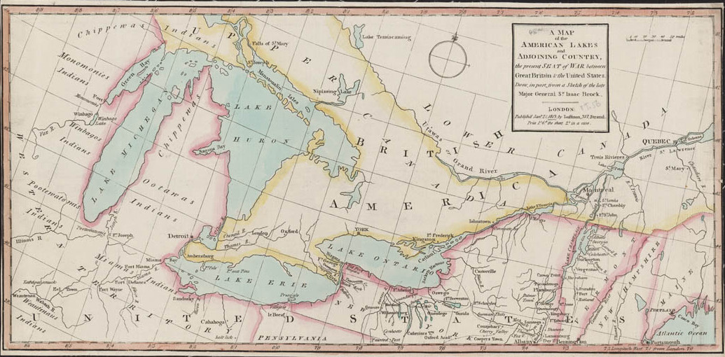 [A map of the American lakes and adjoining country, the present seat of war between Great Britain the United States.]